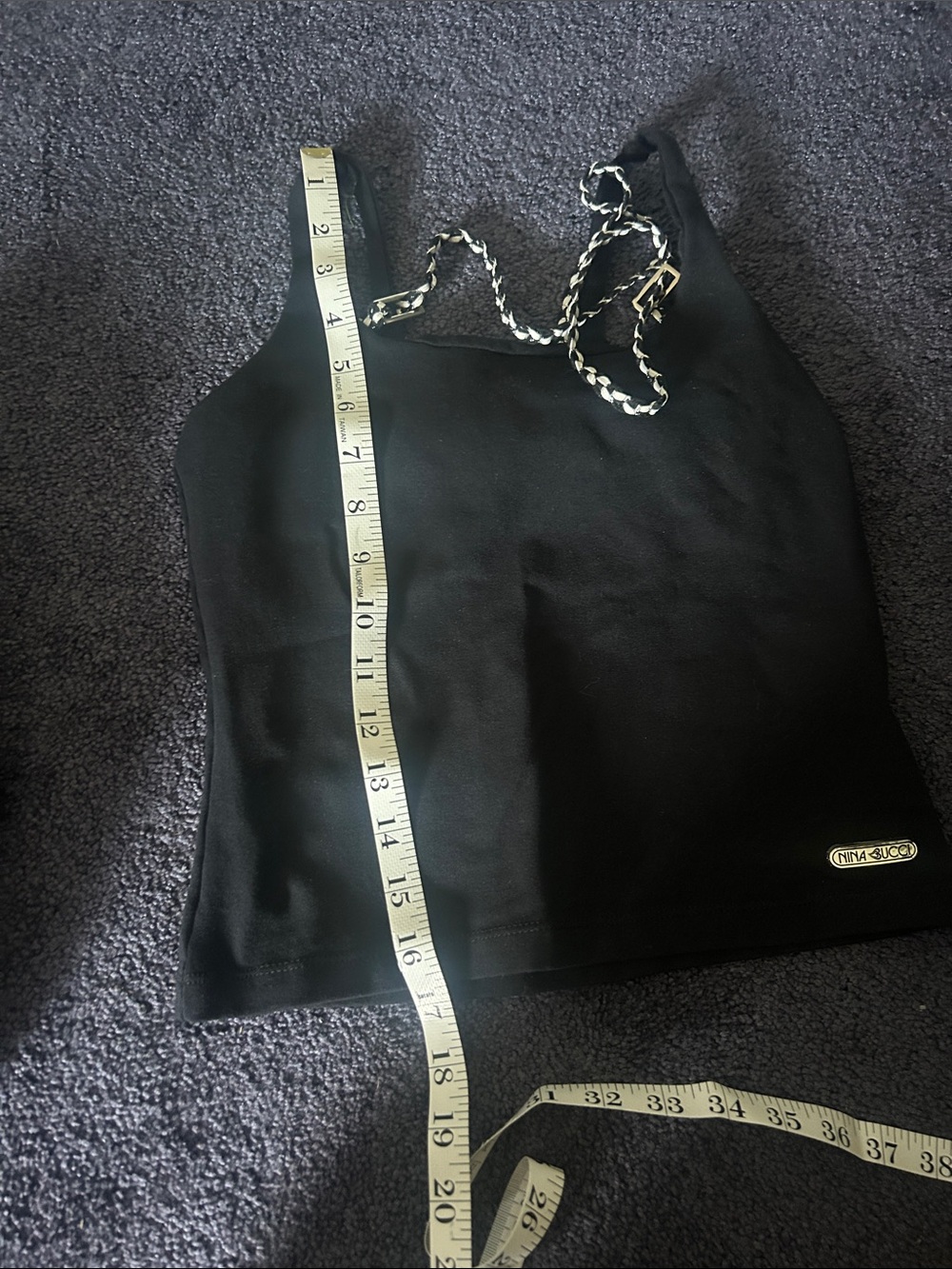 Black Chain-Trim Flared yoga Set - Picture 12 of 16